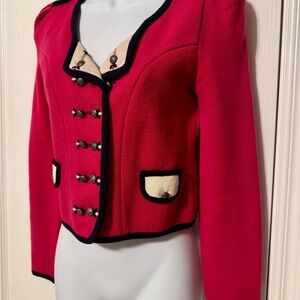 McGinn Knightsbridge Military Style Cropped Jacket. Pink-black. Size 36 Small.